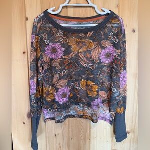 Anthropologie Floral Shirt- Gray, Purple, Orange